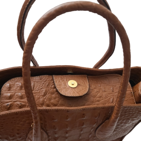 Courage B brown Andre crocodile embossed leather satchel - Picture 6 of 11